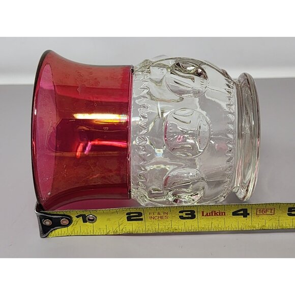 Set Of 3 Antique Ruby Red Souvenir Glasses With Etched Designs & Clear Accents - Picture 8 of 8